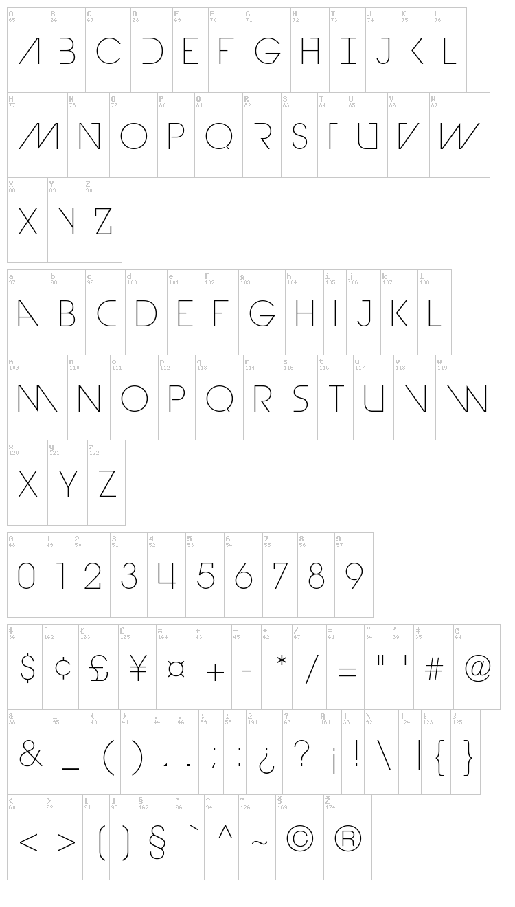 Devil Breeze font map